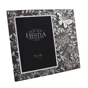 image of 5" x 7" - HESTIA? Grey Glass Photo Frame - Butterfly