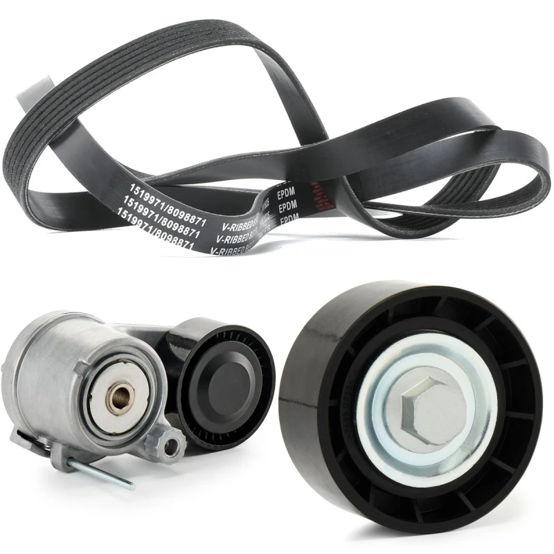 Image of RIDEX 542R1103 V-ribbed belt set Check alternator freewheel clutch & replace if necessary V-Ribbed Belt Set (542)
