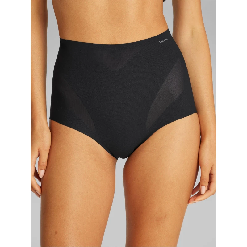 Image of Calvin Klein Womens Sculpted Firm Mesh Brief Shapewear Black female 8 (XS)