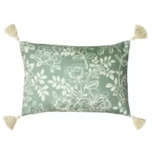Image of Somerton Floral Cushion Sage, Sage / 35 x 50cm / Polyester Filled