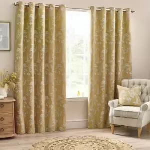 Image of Sophia Room Darkening Eyelet Curtains Gold / 117 x 137cm