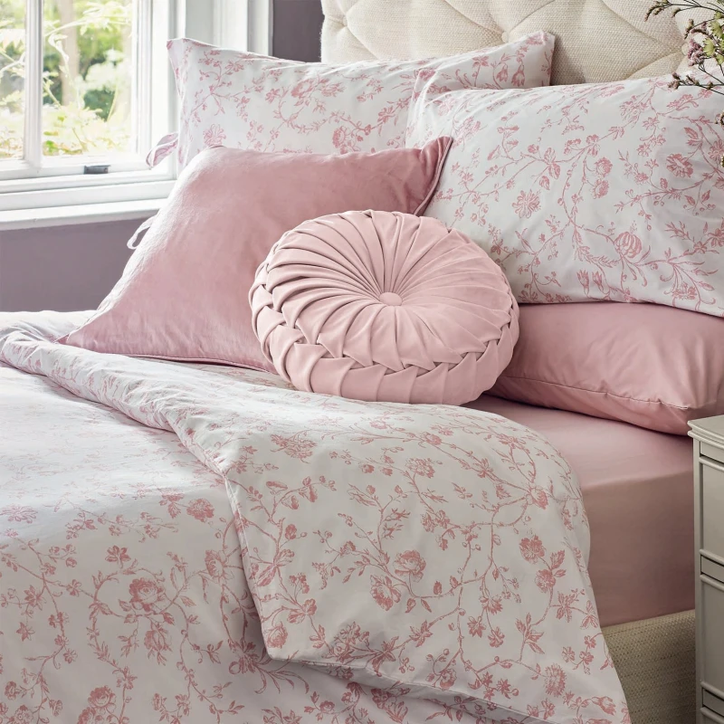 Image of Laura Ashley Aria Duvet Cover Bedding Set Blush