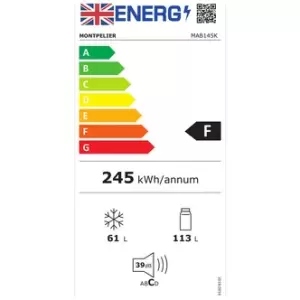 Image of Montpellier MAB145K 50cm Retro Fridge Freezer in Black 1 45m 50 50 F R