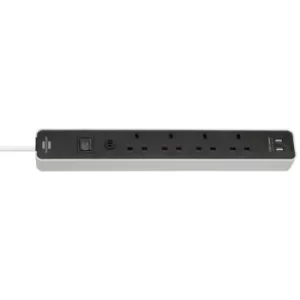 Image of Brennenstuhl 1153243026 Ecolor 4 Way Black/White SASO Extension So...