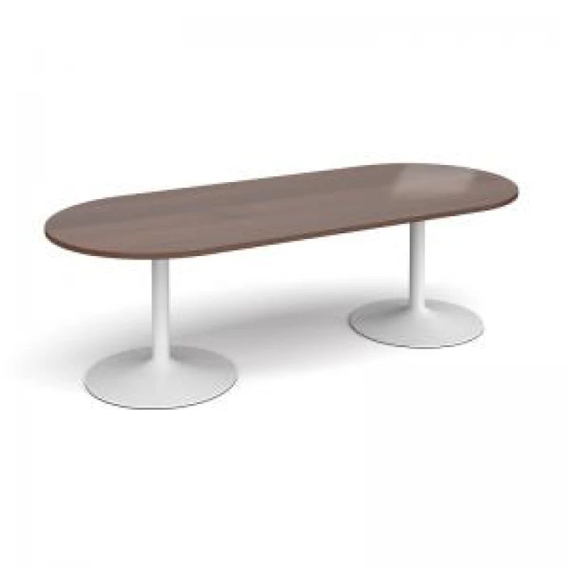 Image of Trumpet Base D - End Office Boardroom Table - Walnut - White Base