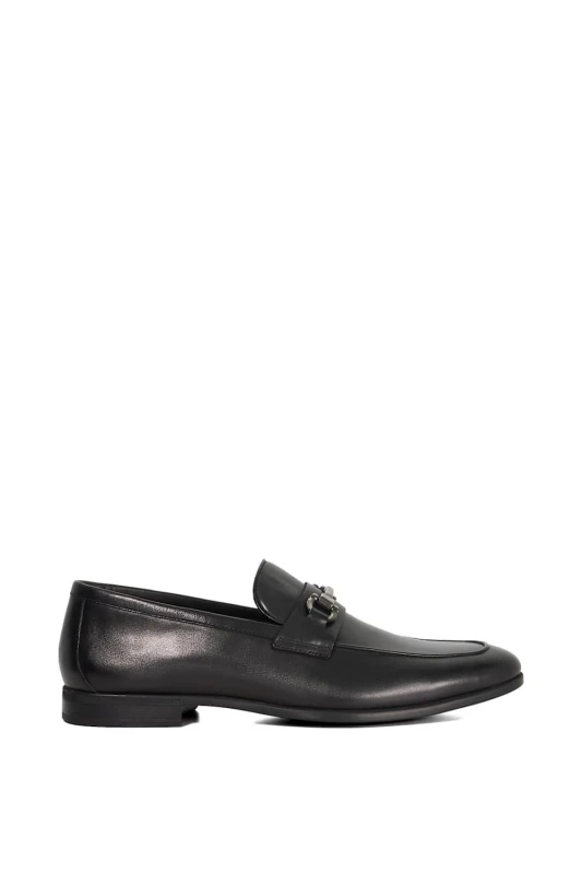 Image of Dune London Dune London Men Wide Fit 'Seymore' Leather Loafers in Black Size: 6 Black 6 Male 5050808807382
