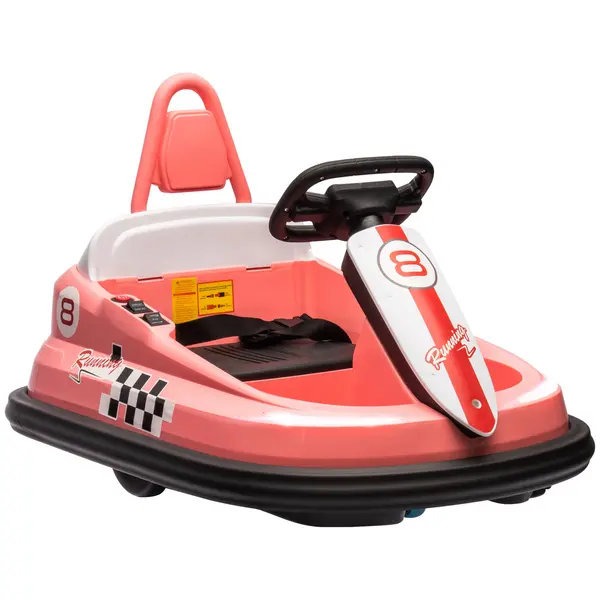 Image of HOMCOM Electric Kids Bumper Car, 6V 360-Degree Rotation Waltzer Car, Battery Powered Ride on Car w/ 2 Speeds, Music, Horn, Gift for 18-48 Months, Pink