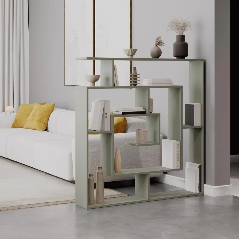 Image of FWStyle FWStyle Maze Bookcase Room Divider Shelving Unit Ash Green Modern Design Green One Size Unisex 8683628017791