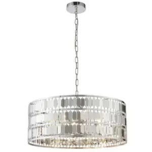 Image of Hanging Ceiling Pendant Light Hex Chrome Shade 5 Bulb Modern Dimming Feature