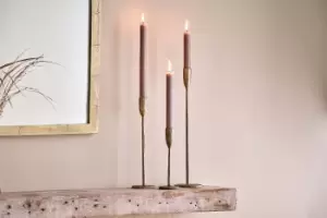 Image of Nkuku Mbata Brass Candlestick Candle Sticks Gold Small 20 x 6.5cm (Diameter)