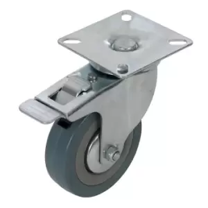 image of Fixman Braked Swivel Rubber Castor 75mm 50kg 487739