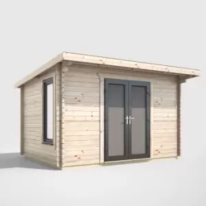 image of Power 12' x 8' Pent Log Cabin Doors Central