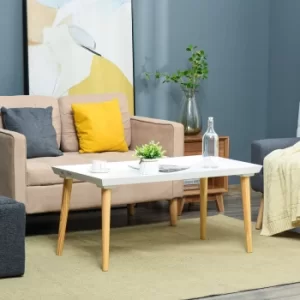 Image of HOMCOM Tray Top Coffee Table for Living Room Conference Home Office Modern Simple Rectangle Cocktail Tea Wooden Legs White