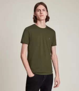 Image of AllSaints Mens Tonic Crew T-Shirt, Green, Size: XXL
