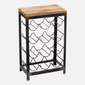 Image of Nkuku Obra Industrial Wine Rack - Mango Wood & Iron
