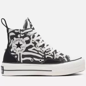 Converse Womens Chuck Taylor All Star Animalier Lift Hi-Top Trainers - Black/Egret/Egret - UK 7