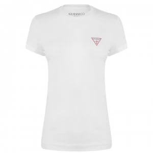 image of Guess Guess Chest Logo T Shirt - True White