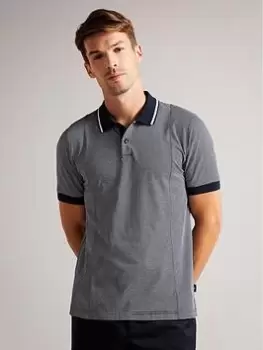 Image of Ted Baker Striped Panel Polo Shirt, Navy, Size 3, Men