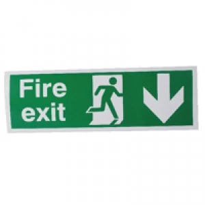 image of Blick Safety Sign Fire Exit Running Man Arrow Down 150x450mm Self-Adhesive E