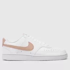 Image of Nike White & Pink Court Vision Next Nature Trainers