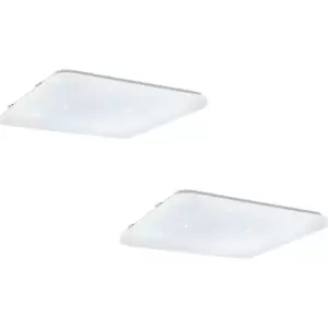 Image of 2 PACK Wall Flush Ceiling Light White Shade White With Crystal Effect LED 33.5W