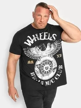 image of BadRhino Wheels Print T-Shirt, Black, Size 2XL, Men