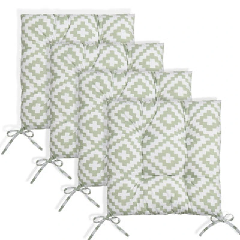 Image of OHS OHS 4 Pack Seat Pads Water Resistant Garden Chairs Cover Outdoor Cushions in Green Size: 40cm x 40cm Green 40cm x 40cm Unisex 5027434230464