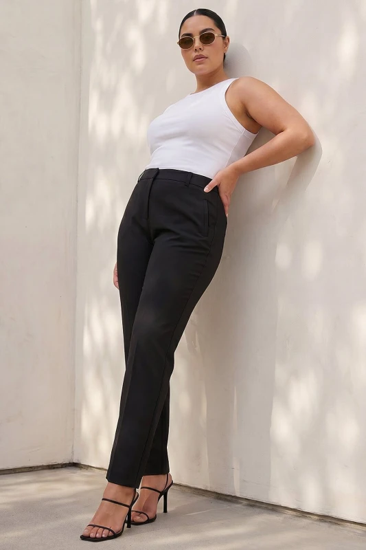 Image of Roman Womens Curve Straight Leg Trouser in Black Size: 22-24 Black Female 22-24
