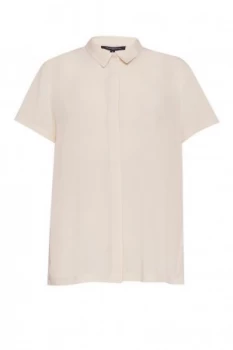 Image of French Connection Classic Crepe Short Sleeve Shirt Cream