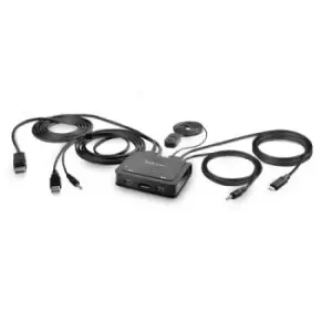 Image of StarTech.com 2-Port Hybrid USB-C DisplayPort Cable KVM Switch 4K 60Hz Compact KVM with 6ft/1.8m USB-A/DisplayPort/Audio & 4ft/1.2m USB-C Integrated Ho