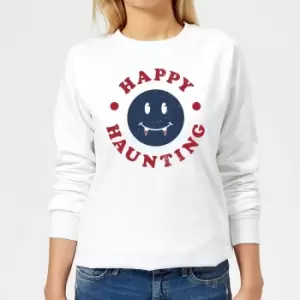 Image of Happy Haunting Fang Womens Sweatshirt - White - L