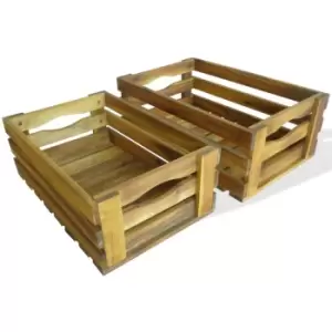 image of Apple Crate Set 2 Pieces Solid Acacia Wood Vidaxl Brown