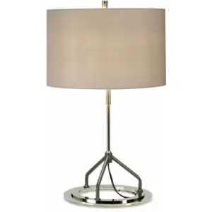 image of Table Lamp Grey Shade White Highly Polished Nickel Finish LED E27 60W Bulb