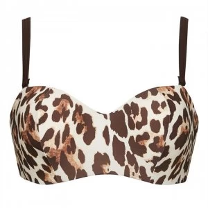 image of Figleaves Mala Underwired Bandeau Bikini Top - LEOPARD