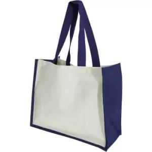 image of Westford Mill Printers Jute Cot Shopper Bag (21 Litres) (Pack of 2) (One Size) (Navy Blue) - Navy Blue