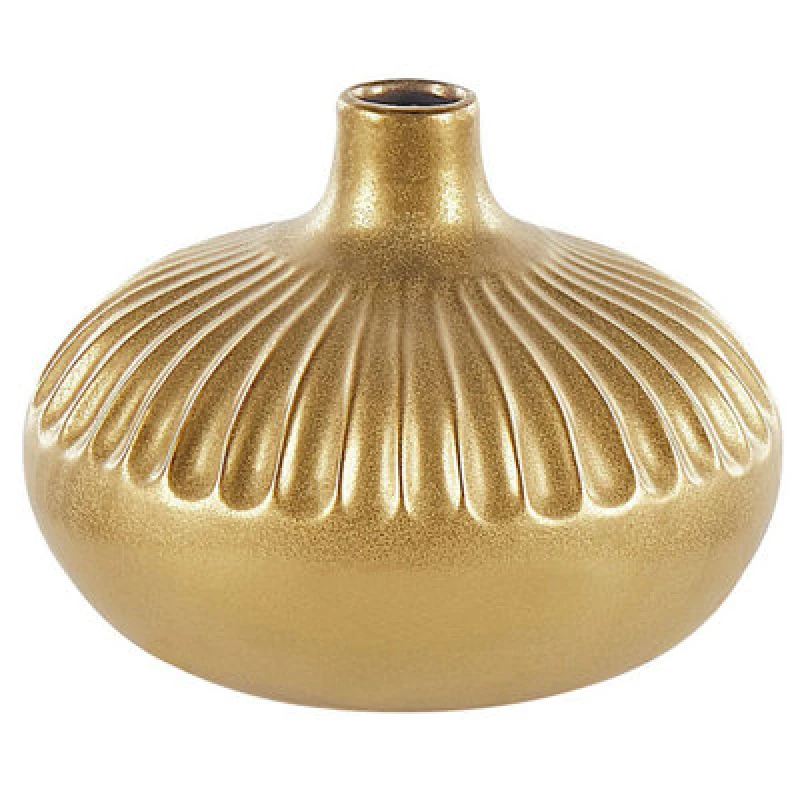 Image of Beliani Decorative Vase Cercei Stoneware 20 Cm Gold