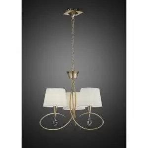 image of Mara pendant lamp 3 E14 bulbs, gold with ivory white lampshade