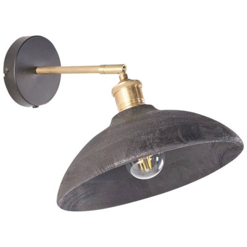 Image of Beliani Wall Lamp Yerala Adjustable Mango Wood Black