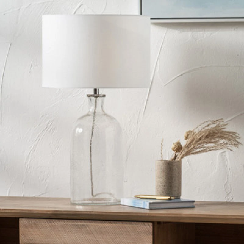 Image of Pacific Lifestyle Clear Bubble Glass Table Lamp With Shade