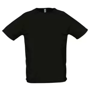 Image of SOLS Mens Sporty Short Sleeve Performance T-Shirt (L) (Black)