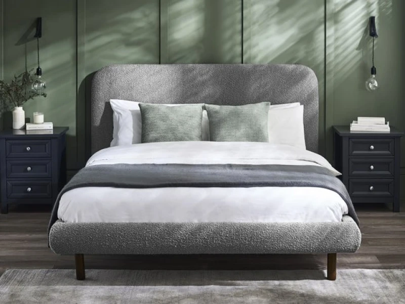 Image of Julian Bowen Hannah 4ft6 Double Grey Boucle Fabric Bed Frame