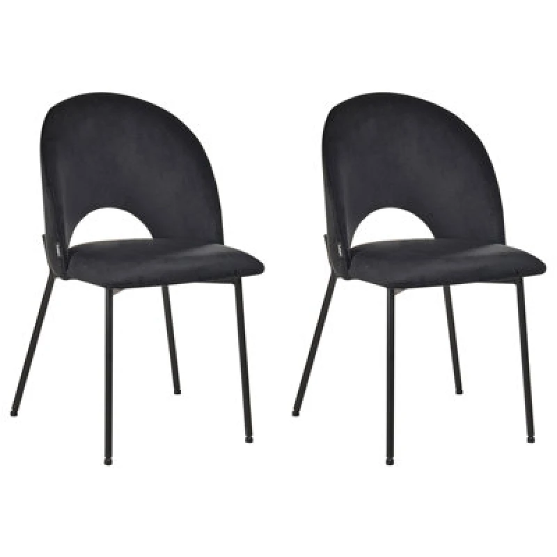 Image of Beliani Set Of 2 Dining Chairs Covelo Velvet Black
