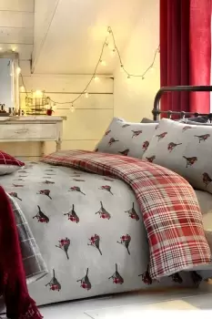 'Robin' 100% Brushed Cotton Winter Print Duvet Cover Set