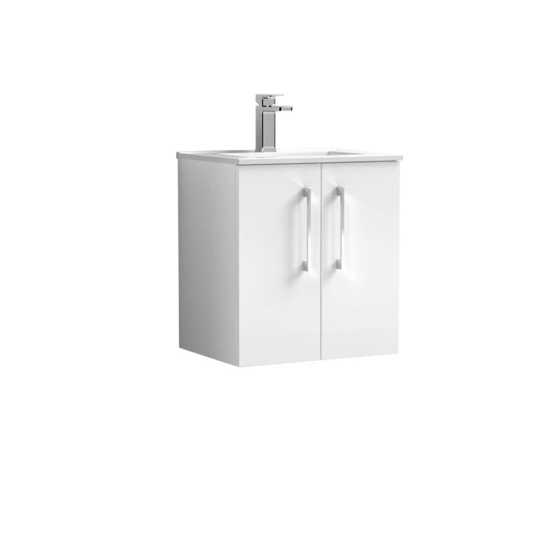 Image of Balterley Bathroom 2 Soft Close Door, Wall Hung Vanity Unit Basin, White, 345mm in White White Unisex