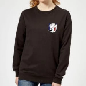 Image of Looney Tunes Pepe Le Pew Face Faux Pocket Womens Sweatshirt - Black
