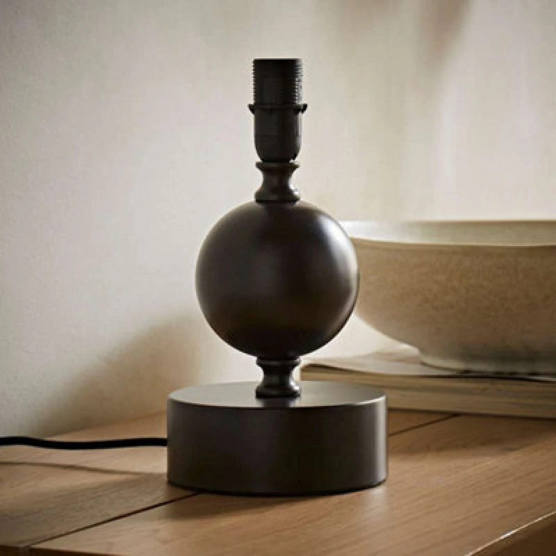 Image of ValueLights ValueLights Anthony Candlestick Metal Squat Ball Table Lamp Base in Brown Brown One Size Unisex 5016529273196