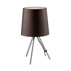 Image of Fan Europe MARLEY Table Lamp with Round Tapered Shade Brown, Aluminum Lampshade 25x43.5cm