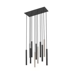 Image of Loya Integrated LED 11 Light Cluster Pendant Ceiling Light, Matt Black, French Gold