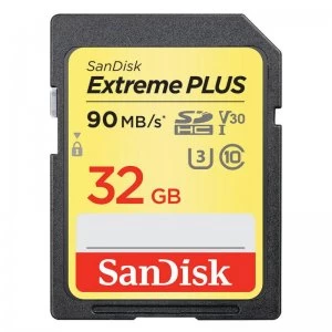 Image of SanDisk Extreme Plus 32GB SDHC Memory Card