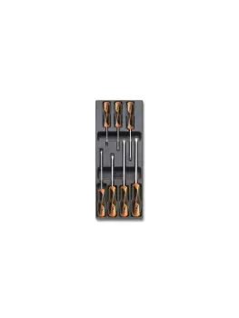 image of Beta Tools T198 7pc Flat & Pozidriv PZ Screwdriver Set Hard Tray for Roller Cab